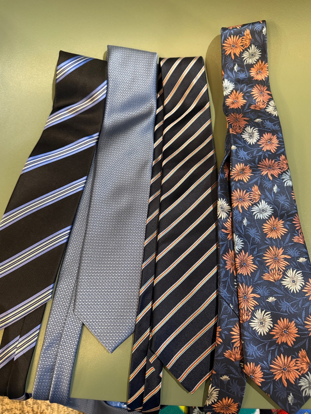 Paul Smith Four-Tie Set in Black, Blue and Orange Floral Mix